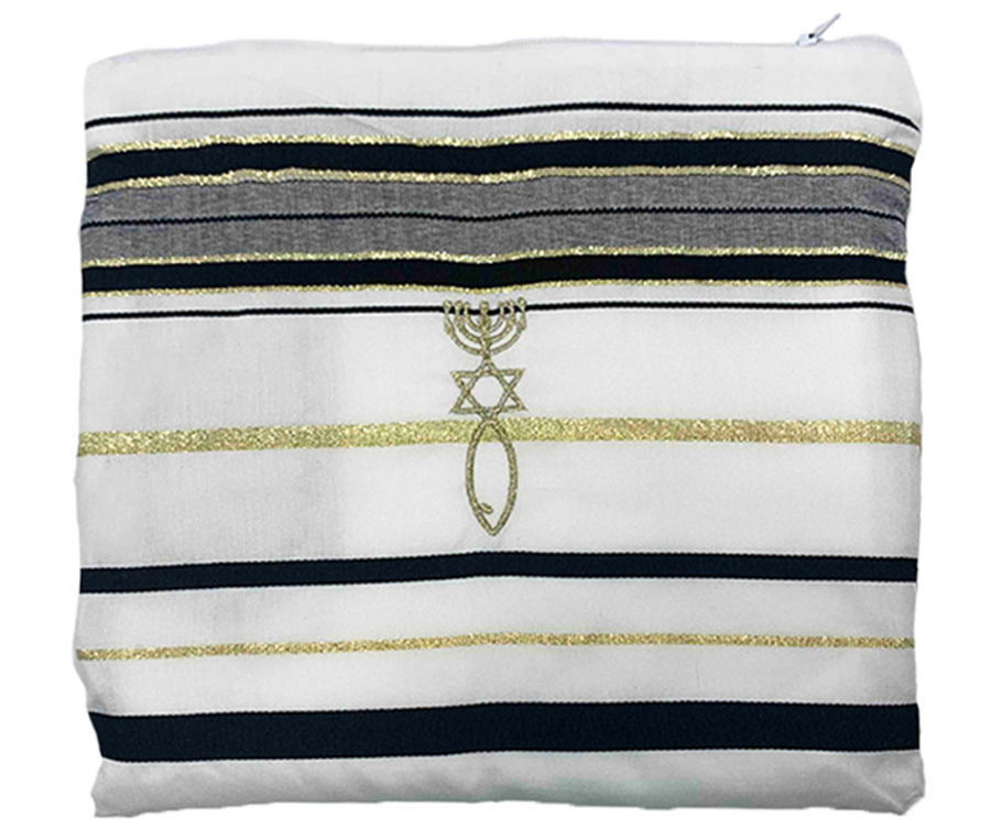 Black & Gold 72″ X 22″ Prayer Shawl – Traditional Messianic with Tallit