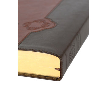 Personalized The Living Bible Large Print Edition TuTone Brown Leatherlike