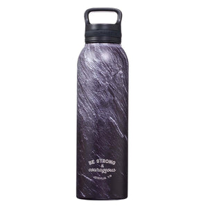 Strong & Courageous Joshua 1:9 Black Stone Stainless Steel Water Bottle