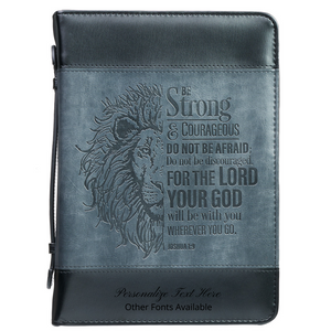 Joshua 1:9 Faux Leather Two-Tone Personalized Bible Cover for Men