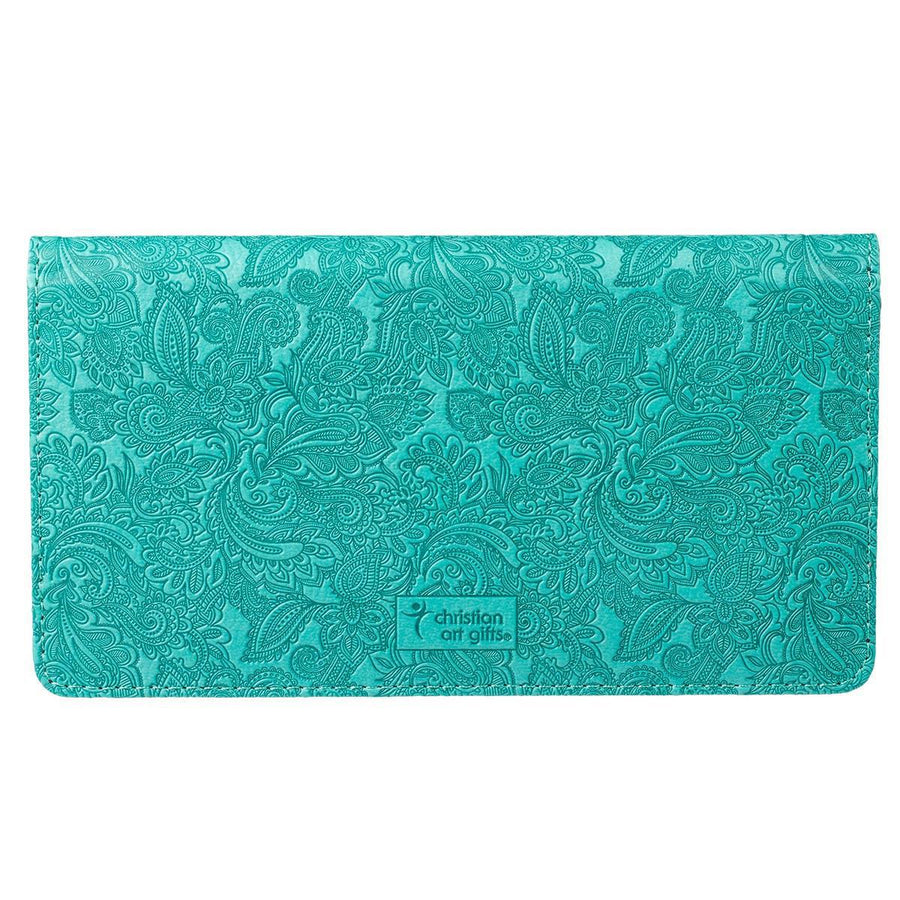 Everlasting Love Jeremiah 31:3 Turquoise Faux Leather Checkbook Cover
