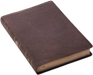 Personalized KJV Holy Bible Thinline Large Print Brown Premium Leather w/Thumb Index