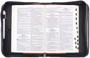 Forro Símil Cuero Placa Fe Negro Black Spanish Personalized Bible Cover for Men