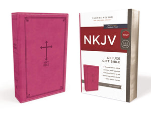 Personalized NKJV Deluxe Gift Holy Bible Cross Leathersoft Pink New King James Version