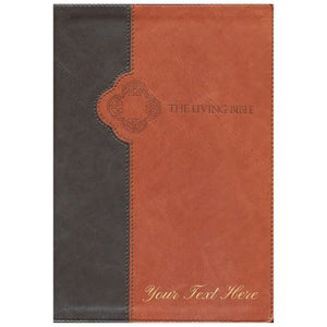 Personalized The Living Bible Large Print Edition TuTone Brown Leatherlike