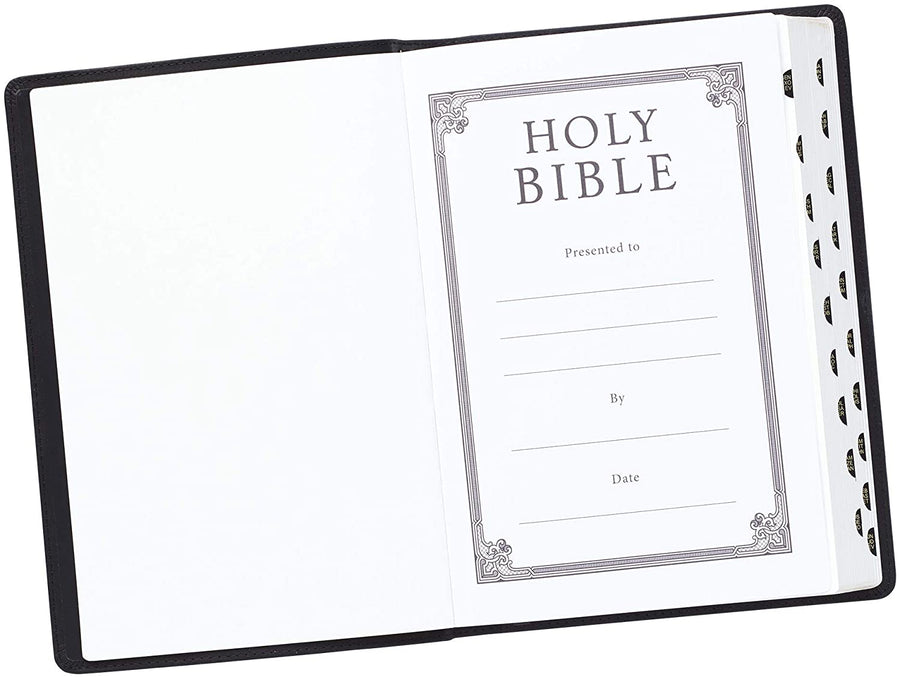 Personalized KJV Holy Bible Black Premium Leather Large Print Thinline