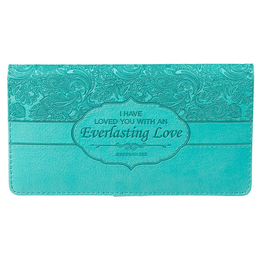Everlasting Love Jeremiah 31:3 Turquoise Faux Leather Checkbook Cover