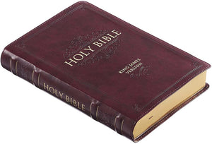 Personalized KJV Thinline Bible Large Print Faux Leather Burgundy with Thumb Index