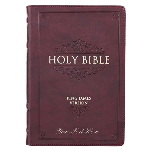 Personalized KJV Thinline Bible Large Print Faux Leather Burgundy with Thumb Index