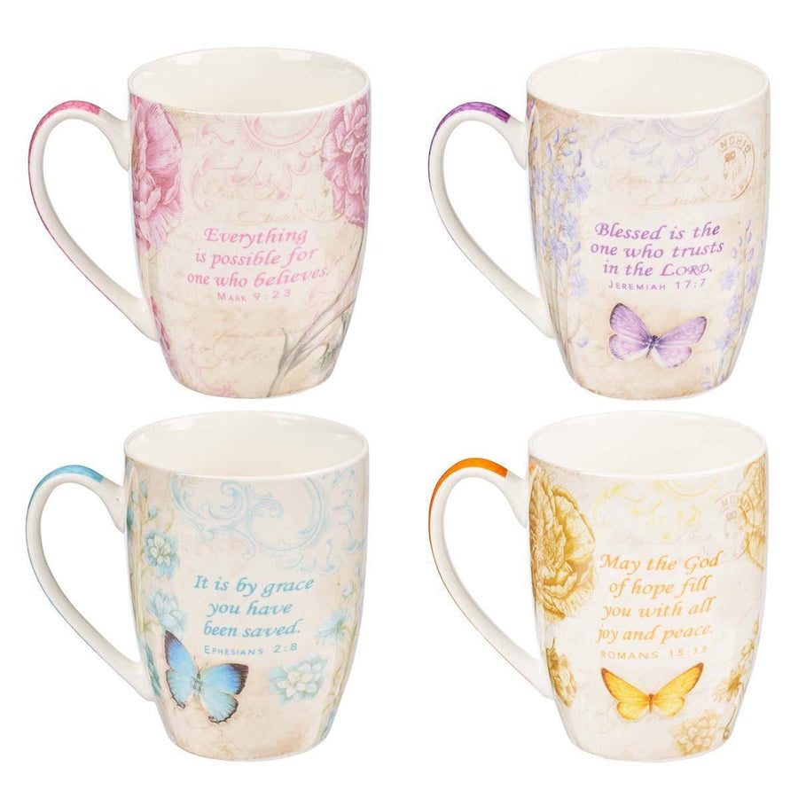 Butterfly Blessings Mug Set of 4