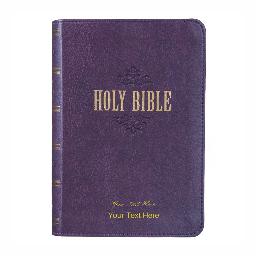 Personalized Custom Text Your Name KJV Holy Bible COMPACT LuxLeather Purple King James Version