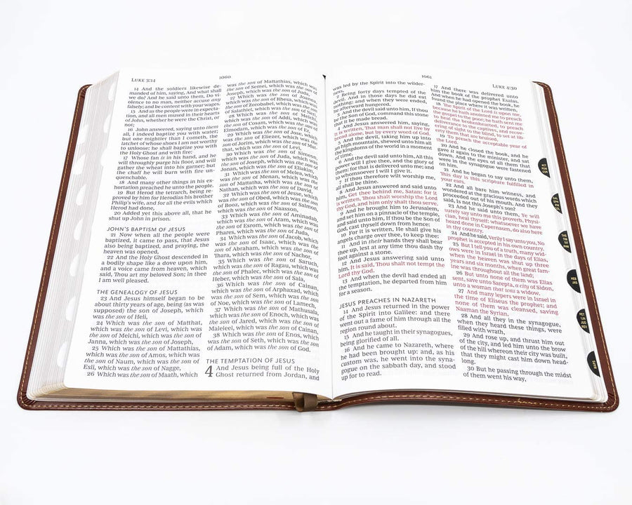 Personalized KJV Thinline Bible Giant Print Leathersoft Brown Thumb Indexed