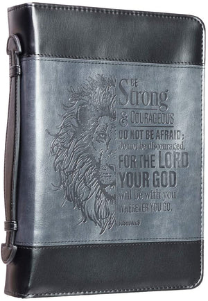 Joshua 1:9 Faux Leather Two-Tone Personalized Bible Cover for Men