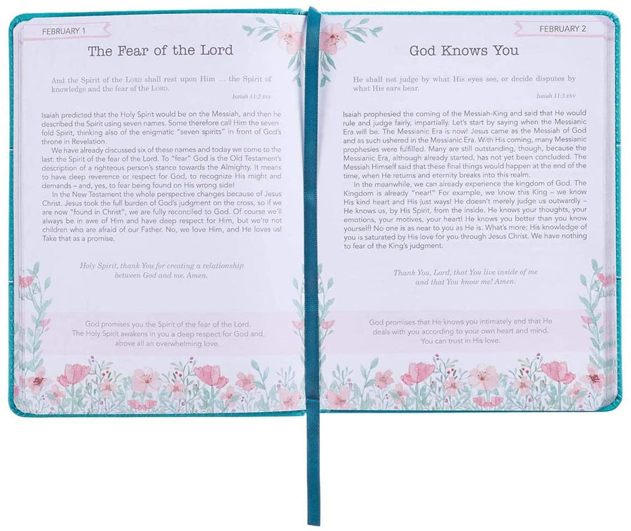 Personalized In The Light of His Glory Gift Book for Women Teal Faux Leather Flexcover