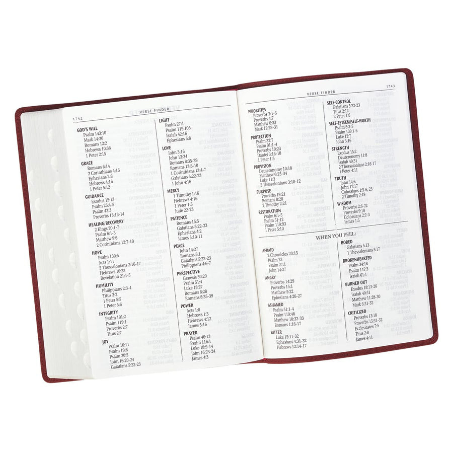 Personalized KJV Super Giant Print Holy Bible Full Grain Premium Leather Thumb Index Burgundy