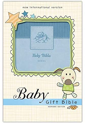 Personalized NIV Baby Gift Bible Leathersoft Blue Comfort Print Keepsake Edition New International Version