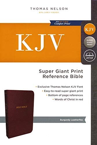 Personalized KJV Reference Bible Super Giant Print Red Letter Comfort Print Leather-Look Burgundy