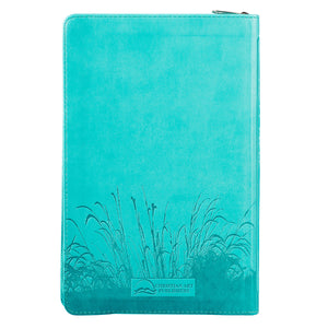 Personalized KJV Zippered Deluxe Gift Bible Thumb Index Faux Leather Turquoise