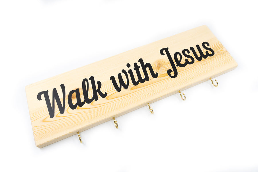 Walk With Jesus Key Holder Wood Decor