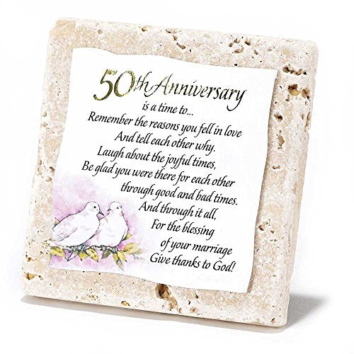 50th Anniversary 4 x 4 Resin Stone Easel-Back Tile Plaque