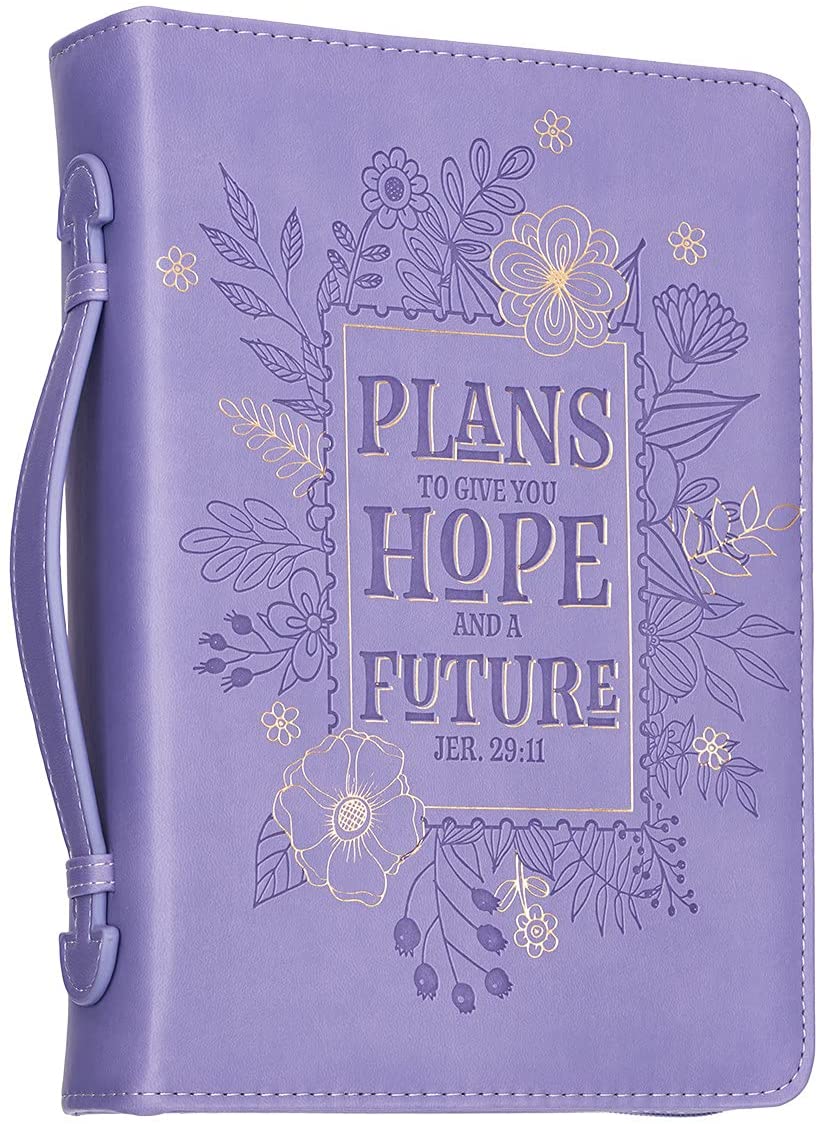 Jeremiah 29:11 Faux Leather Hope and Future Purple Personalized Bible Cover for Women