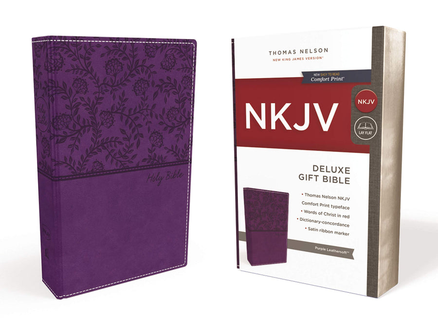 Personalized Custom Text Your Name NKJV Deluxe Gift Holy Bible Leathersoft Purple New King James Version