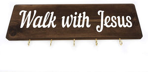 Walk With Jesus Key Holder Wood Decor