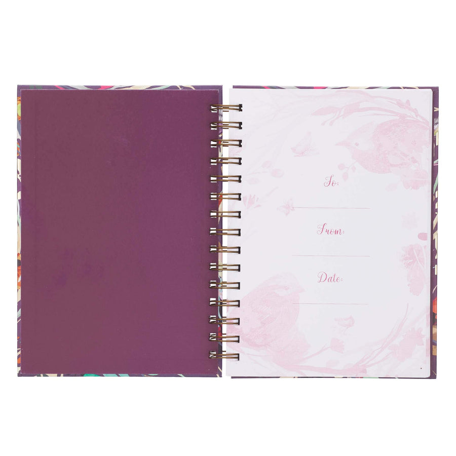 Blessed Is She Luke 1:45 Purple Floral Hardcover Wire-bound Journal