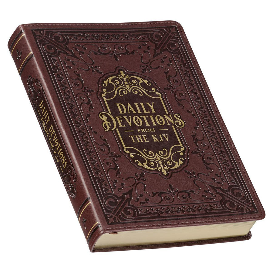 Large Print Edition Daily Devotions from the KJV Brown Faux Leather Devotional