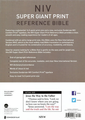 Personalized NIV Super Giant Print Reference Bible Leathersoft Gray