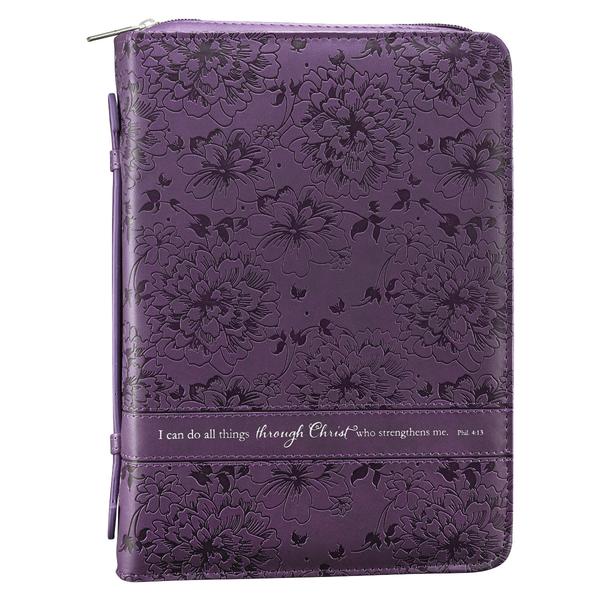 Purple/Floral I Can Do All Things Bible Cover