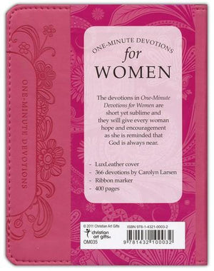 One Minute Devotions For Girls Faux Leather Pink