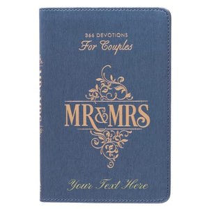 Personalized Devotional Mr. & Mrs. 366 Devotions for Couples Blue Faux Leather