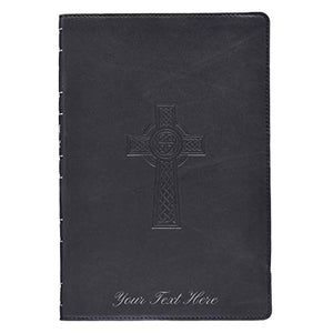 Personalized KJV Holy Bible Black Premium Leather Large Print Thinline