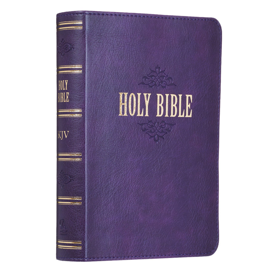 Personalized Custom Text Your Name KJV Holy Bible COMPACT LuxLeather Purple King James Version