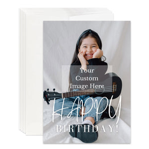 Personalized Happy Birthday Card Custom Your Photo Image Upload Your Text Greeting Card