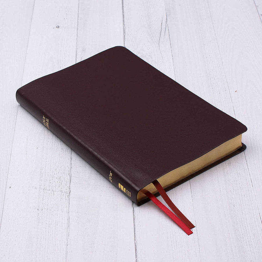 Personalized NIV Thinline Bible Large Print Bonded Leather Thumb Indexed Burgundy Comfort Print