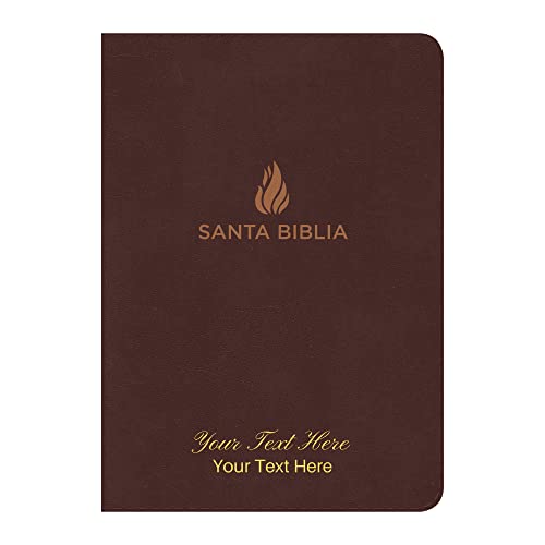 Personalized Custom Text Your Name Biblia Compacta Letra Gde. RVR 1960 Piel Fab. Marron (RVR 1960 LGE. Print Compact Bible Bon. Leather Brown)