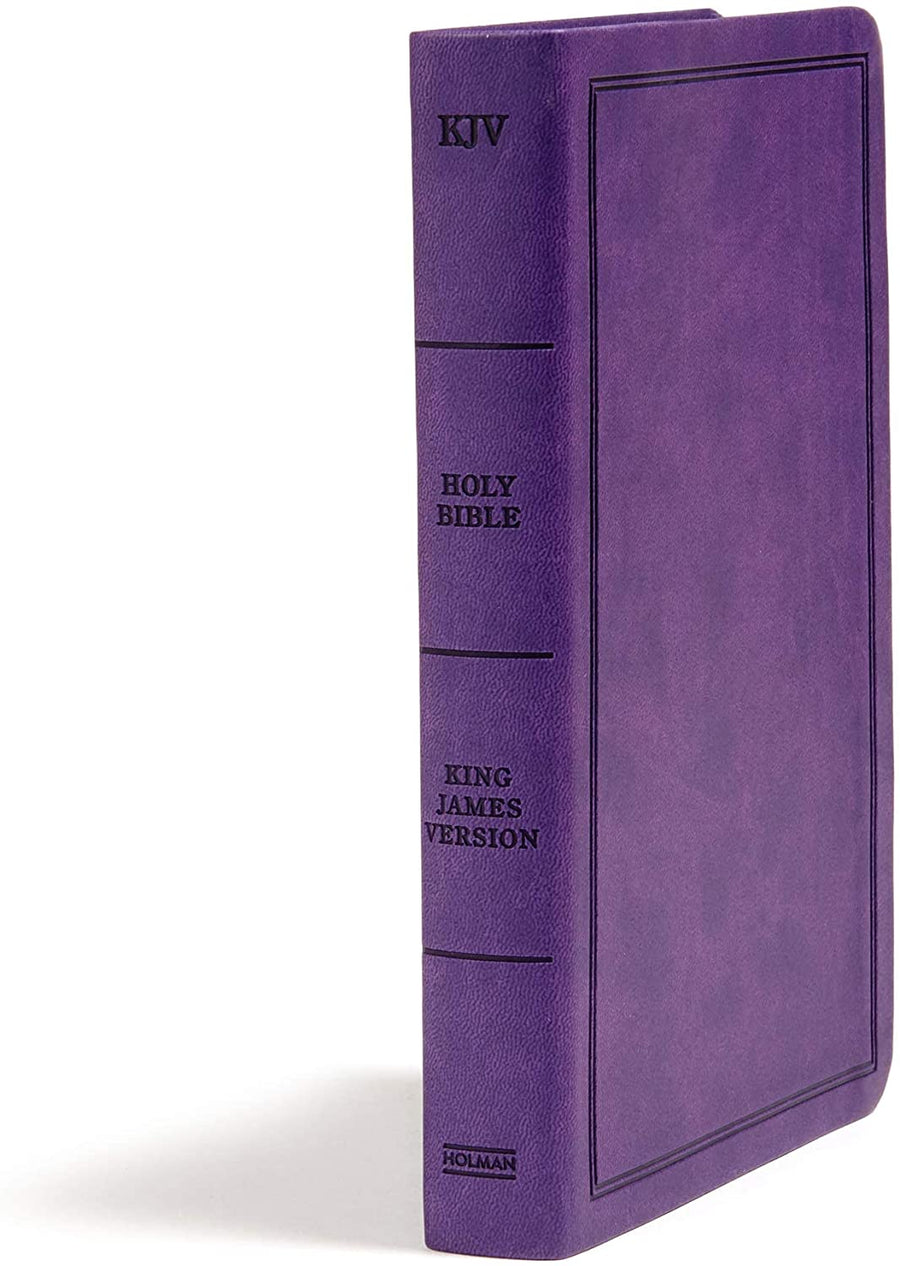 Personalized  KJV Deluxe Gift Bible Purple LeatherTouch Red Letter Smythe Sewn Easy-to-Carry Double Column