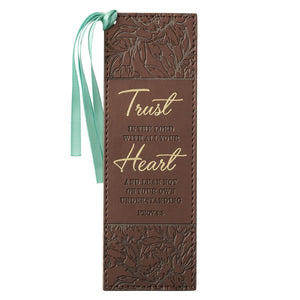 Trust Proverbs 3:5 Brown Faux Leather Bookmark