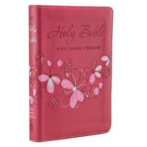 Personalized KJV COMPACT Bible Lux Leather Pink