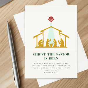 Christian Christ The Savior Is Born Christmas Card