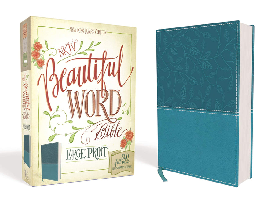 Personalized NKJV Beautiful Word Large Print Journaling Bible Soft Leather Turquoise