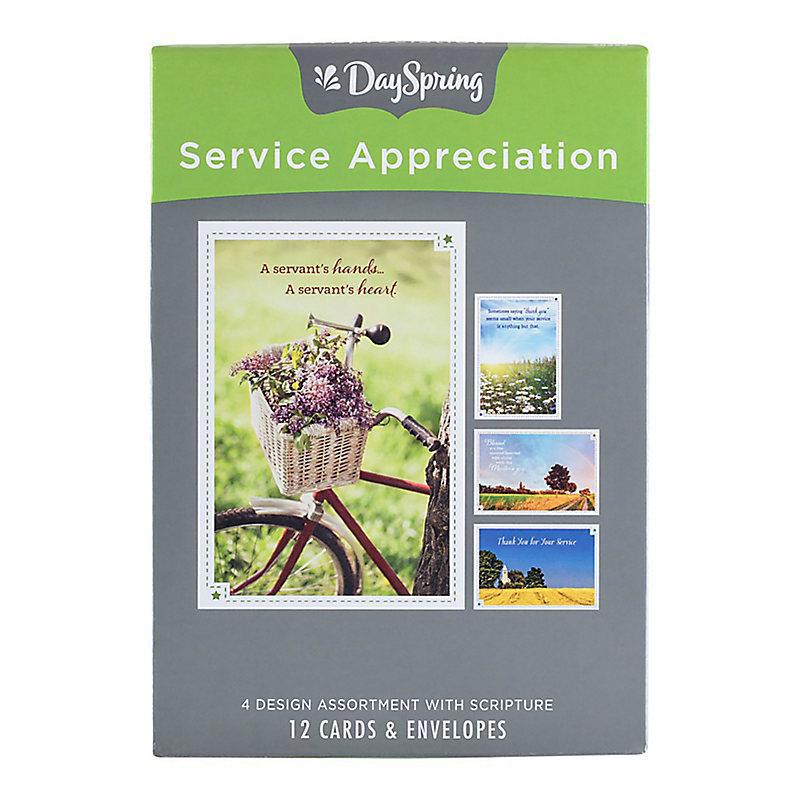 Assorted Service Appreciation Greeting Card, Box of 12 Cards