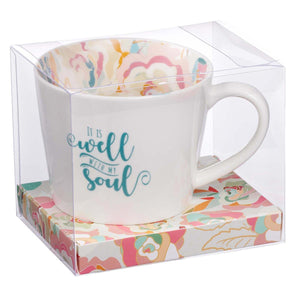 It Is Well With My Soul White with Floral Interior Mug