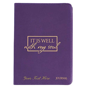 Personalized It Is Well With My Soul Handy-Sized LuxLeather Journal Purple