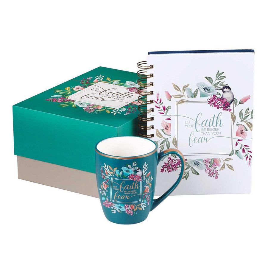 Let Your Faith Be Bigger Than Your Fear Journal & Mug Boxed Gift Set