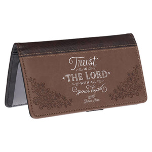 Trust In The LORD Proverbs 3:5 Two-tone Brown Faux Leather Checkbook Cover