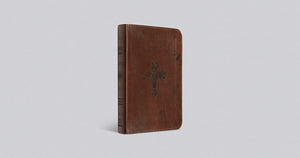 Personalized ESV Compact Bible TruTone Walnut Weathered Cross Design