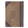 Load image into Gallery viewer, Be Strong &amp; Courageous Joshua 1:9 Two-Tone Brown Faux Leather Journal
